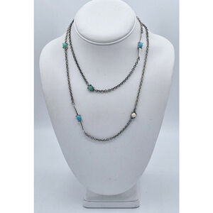 Monet Silvertone And Cabochon Necklace